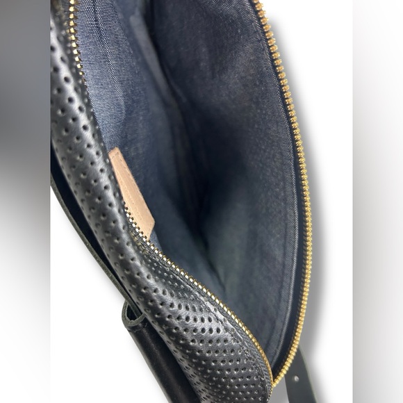 Clare V. Black Perforated Leather Fanny Pack Crossbody travel minimalist - Picture 7 of 11